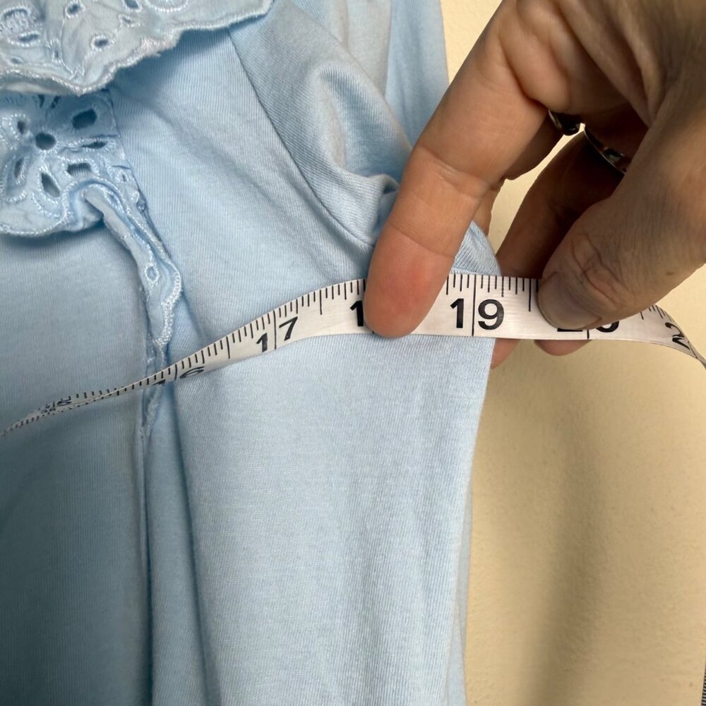 J.Crew Long Sleeve Eyelet Ruffle Blouse In Light Blue Size S - Picture 7 of 8